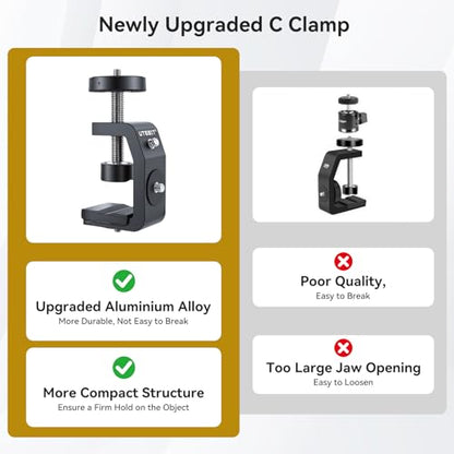 UTEBIT 40mm C-Clamp Camera Mount with Mini Ball Head, Black - size: 40mm