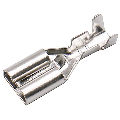 BAOMAIN 100-Pack 6.3mm 1/4" Female Spade Connector Non-Insulated Terminals | Tinned Copper 1/4" Non-Insulated Female Connectors with Locking Tab for 18-16 AWG Wire,Ideal for Automotive & DIY Projects