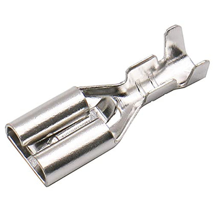 BAOMAIN 100-Pack 6.3mm 1/4" Female Spade Connector Non-Insulated Terminals | Tinned Copper 1/4" Non-Insulated Female Connectors with Locking Tab for 18-16 AWG Wire,Ideal for Automotive & DIY Projects