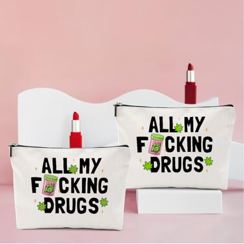 2 PCs Weed Gifts Funny Gifts Makeup Bag Marijuana Gifts Cosmetic Bag - color: Multicolor 0005