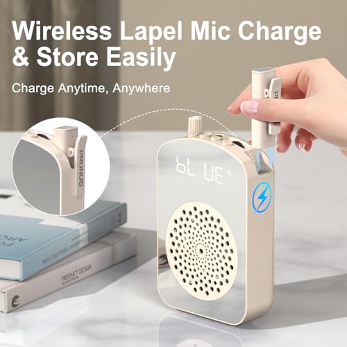 PRUNUS A10 Voice Amplifier Wireless with Lavalier Microphone - color: Beige