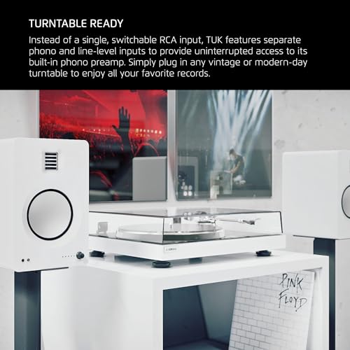 Kanto TUK Powered Speaker with Headphone Out | Built-in USB DAC | Dedicated RCA with Phono Pre-amp | Bluetooth | AMT Tweeter | 5.25" Driver | Pair | Matte White - color: Matte White
