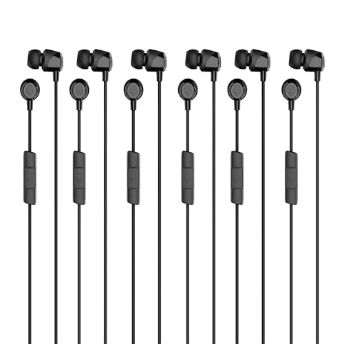 Skullcandy Jib Wired Earbuds with 3.5mm Plug, Noise Isolating Fit, Built-in Microphone Call and Track Control, Convenient for Travel (6 Pack) - Black - color: Black, size: 6 Pack