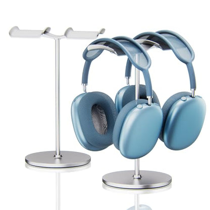 NQQNQQ【1PACK Aluminum Dual Headphone Stand for Over-Ear Gaming Headsets – Heavy Base Holder Compatible with Beats, Bose, ATH, AKG. DJ-O (Silver) - color: Silver