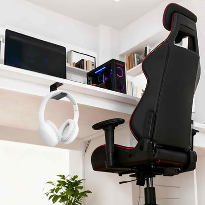 HARFINGTON Headphone Holder Stand Aluminum Headset Hook Headphone Clip Under Desk Hanger with Tape and Screws for Bedrooms Study Libraries Offices, Black - color: Black