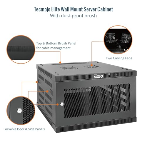 Tecmojo 6U Wall Mount Rack Cabinet, Heavy-Duty 176 Lbs High Load Capacity, 19” Enclosed Server Network Rack with Mesh Door, 23.6” Deep – Elite Collection - size: 6U/23.6in Depth/Mesh Door