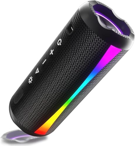 Bluetooth Speaker, 2026 Bluetooth Wireless Speaker 5.4 with RGB Lights, IPX7 Waterproof, TWS Pairing, Wireless Speaker for Home/Party/Outdoor/Camping/Beach - color: Light Black