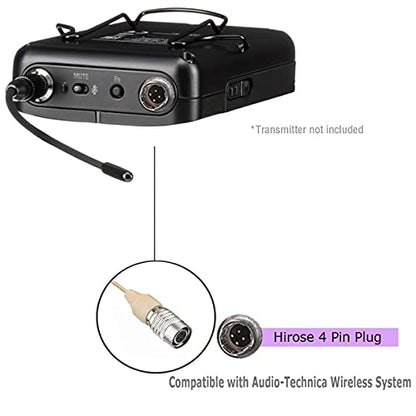 Single Ear Headset Microphone Compatible with Audio-Technica Bodypack | Condenser Earset Headworn Mic for Wireless System Transmitter with 1.2m Cable Windscreen Hirose 4 Pin Plug