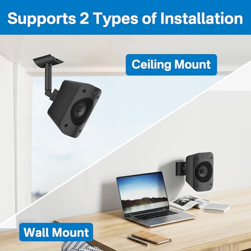notiela Speaker Mounts for Logitech Z906 Speakers Wall Mount Tilt & Swivel Adjustable Ceiling Mount for Logetich Z906 Satellite Speaker Mounting Bracket, Single - size: one pack