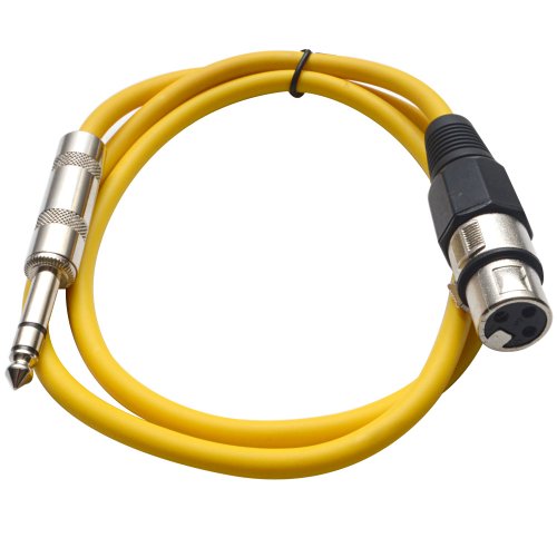 Seismic Audio - SATRXL-F3 - Yellow 3' XLR Female to 1/4" TRS Patch Cable - color: Yellow, size: 3 Foot