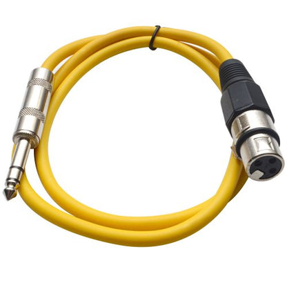 Seismic Audio - SATRXL-F3 - Yellow 3' XLR Female to 1/4" TRS Patch Cable - color: Yellow, size: 3 Foot