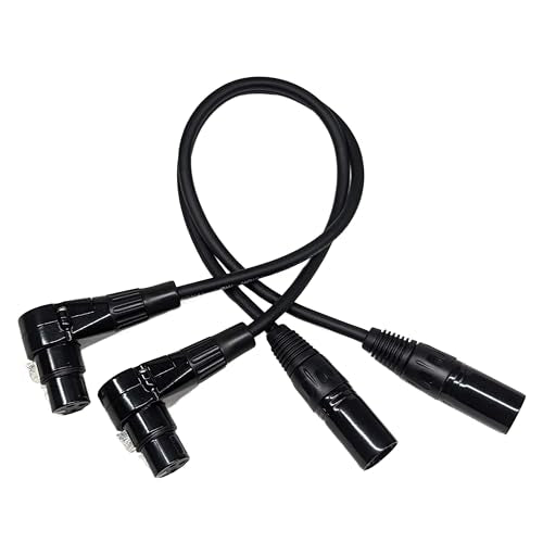 Right Angle Female XLR to Straight Male XLR Plug Cable, 3-Pin to 3-Pin, 2 Pack, 1Ft - size: Right Angle Female 1-Feet