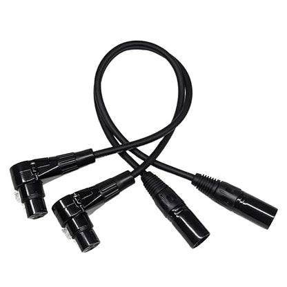Right Angle Female XLR to Straight Male XLR Plug Cable, 3-Pin to 3-Pin, 2 Pack, 1Ft - size: Right Angle Female 1-Feet
