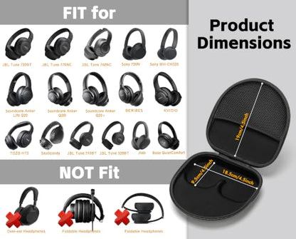 Ginsco Universal Headphone Case Compatible with JBL Tune 510BT 520BT 720BT 770NC/Sony WH-CH520 WH-CH720N/Soundcore Life Q20 Q20i Q30/Bose/SkullCandy/BERIBES/TOZO/KVIDIO/JLab etc Wireless Headphone