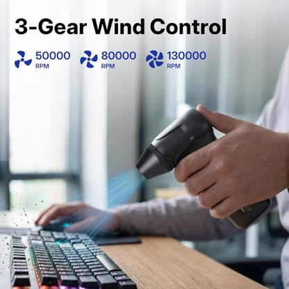 NORTHSKY Compressed Air Duster, Rechargeable Cordless Air Duster with 130000RPM Motor & LED Display, 3-Speed Electric Keyboard Cleaner for PC, Computer, Laptop, Camera & Car Cleaning