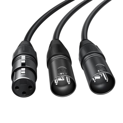 Balanced XLR Splitter Dual XLR Male to 1XLR Female XLR Y-Split Patch Cable | 2XLR to 1XLR 3Pin Microphone Splitter for Studio Preamp,Equzalizer, Speaker, Patch Bay, Studio Harmonizer, 1-feet - size: 1 Female XLR to 2 Male XLR, style: 2 Pack