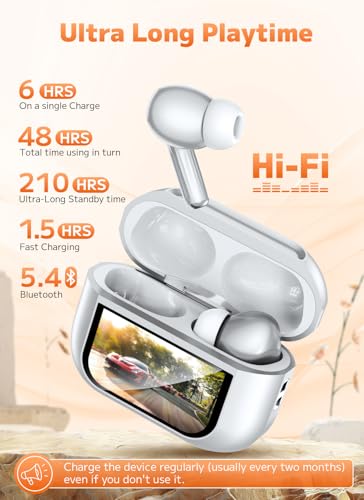 Wireless Earbuds, Bluetooth 5.4 Ear Buds, ENC Noise Cancelling Headphones with 48H Playtime, Bass Stereo Sound, Compatible with iPhone Air/17/16/15/14/Android, Pad - Sky Blue - color: Sliver