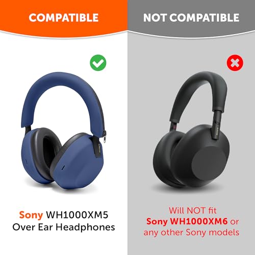 WC ShellZ XM5 - Exterior Shell & Headband Covers for Sony WH1000XM5 | Made by Wicked Cushions | Protective, Made with Premium Silicone | Blue - color: Blue