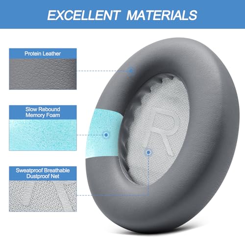 GEVO Ear Pads Replacement for Bose NC700, Silver | Earpads for Bose Noise Cancelling Headphones 700, Soft Protein Leather, High-density Memory Foam - color: Silver