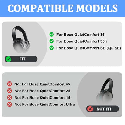 Adhiper Ear Pads Cushions + Headband + Silicone Earpads Cover +Headband Cover Protector Accessories Repair Kit for Bose QuietComfort 35 QC35, QC35 ii Over-Ear Headphones - Black