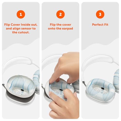 WC SweatZ Max - Patented Silicone Sweat Covers for AirPods Max 1 | Made by Wicked Cushions | (Does Not Fit AirPods Max 2). Sweatproof, Full Earpad Protection | Ivory Tide - color: Ivory Tide