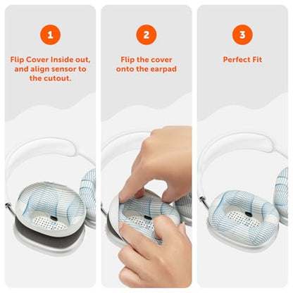 WC SweatZ Max - Patented Silicone Sweat Covers for AirPods Max 1 | Made by Wicked Cushions | (Does Not Fit AirPods Max 2). Sweatproof, Full Earpad Protection | Ivory Tide - color: Ivory Tide