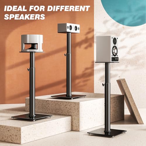 5Rcom Universal Speaker Stands for Surround Sound with 360° Swivel，Height Adjustable Bookshelf Speakers Stand from 32" to 43" with Cable Management, Speaker Stands Pair with Nonslip Pad Easy Install
