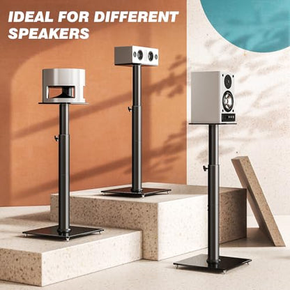 5Rcom Universal Speaker Stands for Surround Sound with 360° Swivel，Height Adjustable Bookshelf Speakers Stand from 32" to 43" with Cable Management, Speaker Stands Pair with Nonslip Pad Easy Install