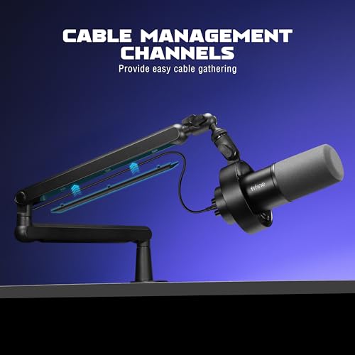FIFINE Dynamic Microphone and Low Profile Arm Stand Set, XLR/USB Podcast Recording PC Mic for Vocal Streaming Bundle with Metal Boom Arm, Mute Button, Headphones Jack for Gaming Studio (K688+BM88)
