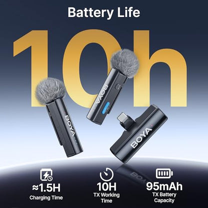 BOYA BOYALINK 2 A2 (2TX+3RX Adapter) Wireless Lavalier Microphone for iPhone Camera Android, Clip on Mic, 48 KHz 24 Bit, 6mm Mic, 1000ft, Noise Cancelling, Mini Lapel Mic USB-C/Lightning/3.5mm TRS