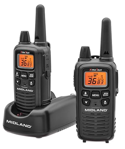 Midland - LXT600VP3, 36 Channel FRS Two-Way Radio - Up to 30 Mile Range Walkie Talkie, 121 Privacy Codes, NOAA Weather Scan + Alert (Pair Pack) (Black) - style: Pair Pack
