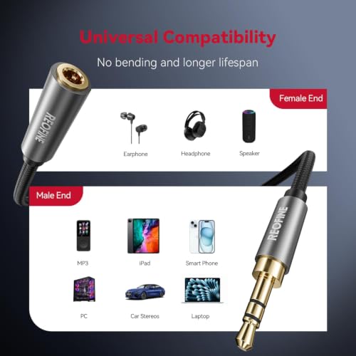 Headphone Extension Cable 5ft-(No Mic Support) 3.5mm Extension Cable Nylon Braided Male to Female Aux Cord Extender for Smartphones,Headphones,Laptops,Tablets, Speakers