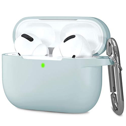 Hamile Compatible with AirPods Pro Case Protective Silicone Airpod Case Shockproof Cover Skin for Apple Airpod Pro 2019 Charging Case, with Keychain, Aqua - color: Aqua