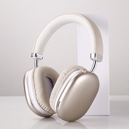 BT1638 Over-Ear Wireless Headphones, Premium Padded Headband, Champagne USB-C Charging, Bluetooth Headphones， Long Endurance Flight of up to 40 Hours，Fashionable and Colorful (Gold) - color: Gold