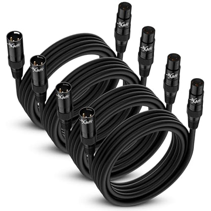 XLR Microphone Cable 12FT 4 Pack, Gold-Plated 3 Pin XLR Male to Female Balanced Mic Audio Cord, AL & OFC Dual Shielded Patch Cable for Speaker, Podcast, Mixer, Amplifier, Recording - size: 12FT