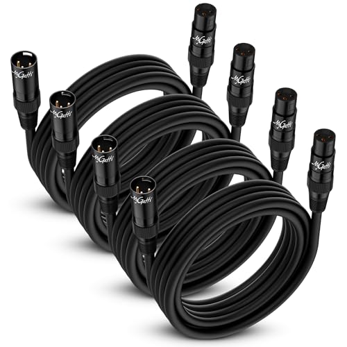 XLR Microphone Cable 25FT 4 Pack, Gold-Plated 3 Pin XLR Male to Female Balanced Mic Audio Cord, AL & OFC Dual Shielded Patch Cable for Speaker, Podcast, Mixer, Amplifier, Recording - size: 25FT