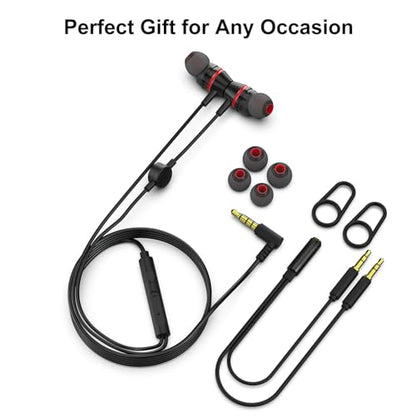 1Mii Wired Earbuds with Microphone and Volume Control, In Ear Headphones Magnetic with Deep Bass, Noise Isolating, High Sound Quality Earphones with 3.5mm Jack for Phone, Android, PC, iPad, MP3(Black)