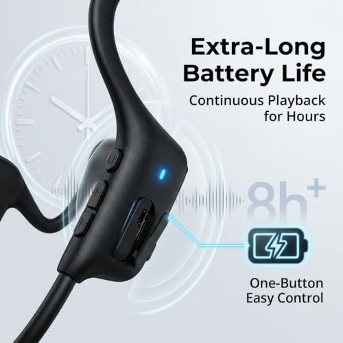 Bone Conduction Headphones, Bluetooth 5.3 Open Ear Sport Headphones, IP55 Sweatproof Wireless Earphones, 29g Ultra Lightweight 8H Playtime Headset for Running Gym Cycling Workout