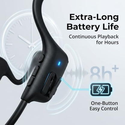 Bone Conduction Headphones, Bluetooth 5.3 Open Ear Sport Headphones, IP55 Sweatproof Wireless Earphones, 29g Ultra Lightweight 8H Playtime Headset for Running Gym Cycling Workout