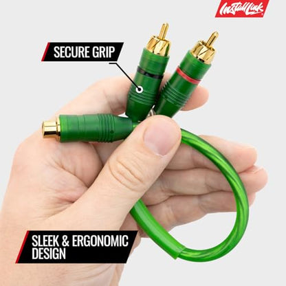 Install Link RCA Y Adapter Cable, 1-Female to 2-Male Splitter, 2-Pack (OFC) | Pure OFC Copper, 1ft, Feeds One Stereo Signal to Two Components, for Subwoofer, Home Theater, Car Audio Amplifier, Studio - color: Frosted Green, size: 1-Female to 2-Male
