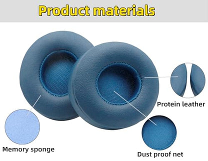 Solo 3 Ear Pads Replacement,Compatible with Beats by Dre Solo 3/Solo 2 Wired/Wireless A1796/B0534 Headphones,Ear Pads Cushions with Upgrade Memory Foam & Strong Adhesive Tape(Aqua Blue) - color: Aqua Blue