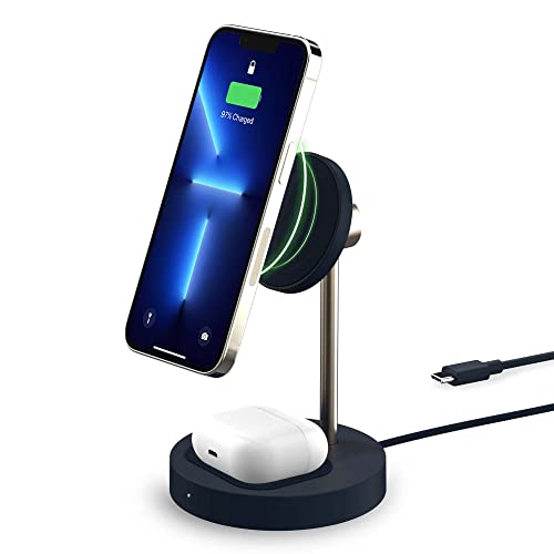 iOttie Velox Magnetic Wireless Duo Stand. 7.5W Mounting Stand + 5W Charging Pad. MagSafe Compatible for iPhone 12, iPhone 13, iPhone 14, & iPhone 15 Series & Qi AirPods Charger (Adapter not Included) - style: Magnetic Wireless Charging Duo Stand