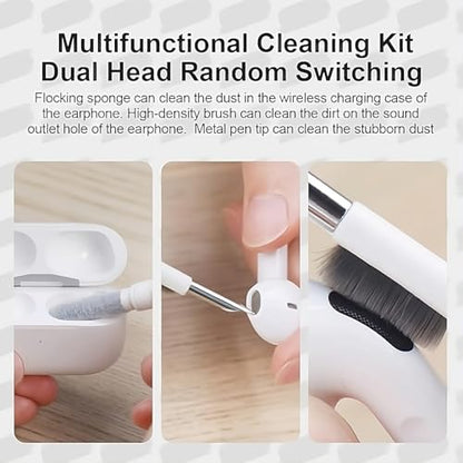 Soft Cleaning Brush 5 in 1 Multi-Function with Computer Cleaning Tools Kit (Key Remover, Flocking Sponge, Metal Pen Tip, High-Density Brush, Nylon Bristles). Cleaner kit for Keyboards, Earphones