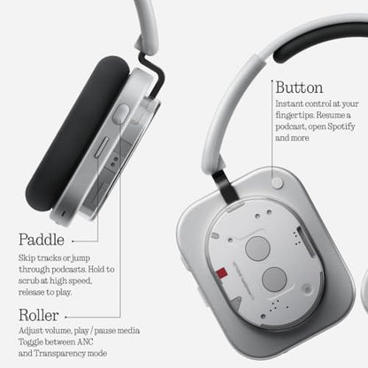 Nothing Headphone (1) Hybrid Active Noise Cancelling Headphones, Wireless Over-Ear Headphones with 6 Mics, 80Hrs Playtime, Hi-Res Audio, KEF-Tuned, Spatial Sound, Comfort Fit & Fast Charging White - color: White