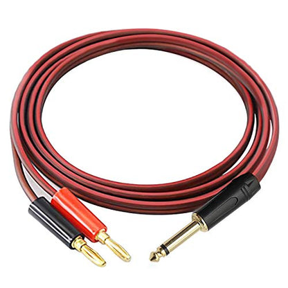1/4 TS to Banana Plug Speaker Cable,6.35mm TS to Banana Plug Speaker Audio | Cable,Gold-Plated 1/4 TS Male To Dual Banana Plugs OFC HiFi Speaker Wire For DJ Application, Mixer (5 Feet )-12AWG Cord - size: 1.5m