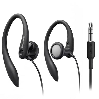 PHILIPS SHS3200BK Flexible Earhook Headphones, Black - color: Black, style: 3.5MM NO-MIC