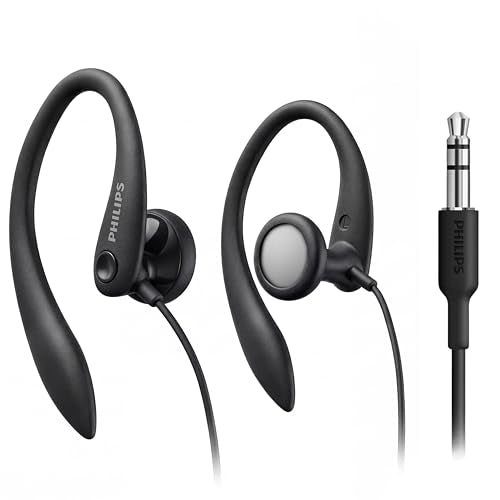 PHILIPS SHS3200BK Flexible Earhook Headphones, Black - color: Black, style: 3.5MM NO-MIC