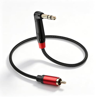 CERRXIAN 6.35mm TRS Stereo Right Angle Male to 6.35mm RCA Male Audio Cable,0.5M/1.6FT Leather Textured Cord, Short Cable for Electric Guitar, Mixer, Amplifier, Speaker - size: 0.5M / 1.64FT