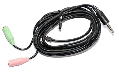 ienza Long (6-ft) Combo Jack Splitter, 2 x 3.5mm 3-Pole Female to 1 3.5mm 4-Pole Male, Compatible with PC Headset, Xbox One, PS4, Smartphones, Laptop, PC, Computer