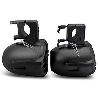 Fully Wireless Marine Speakers 6.5” (Pair) – 350W Bluetooth Rechargeable Boat & Wakeboard Tower Speakers, No Wiring, Waterproof, Fits Roll Bars, Outdoor Speakers for Boat ATV UTV Quad Jeep